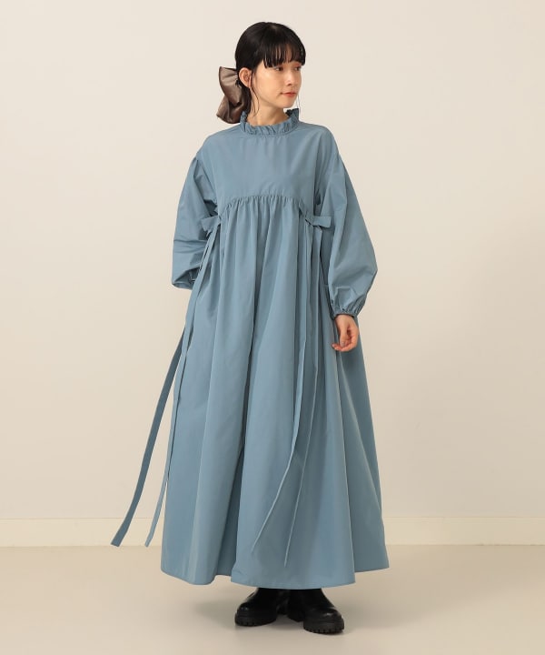 CAROLINA GLASER カロニアグレイサー　ボリュームスリーブワンピース CAROLINA GLASER（カロリナ グレイサー）リップストップ リボン