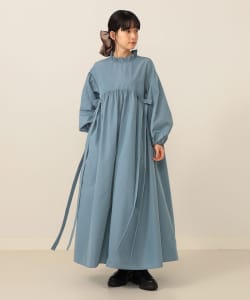 【+15%ポイントUP】リップストップ リボン ボリュームスリーブ ワンピース
