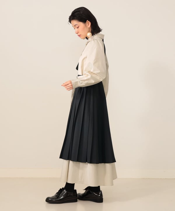 CAROLINA GLASER / 異素材スリット ロングワンピース CAROLINA GLASER 異素材スリットロングワンピース
