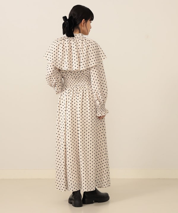 美品CAROLINA GLASERシャドーボーダーティアードワンピース リボン付 美品CAROLINA GLASERシャドーボーダーティアードワンピース