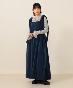 【+15%ポイントUP】ベロア ショルダーリボン ワンピース
