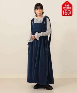 【+15%ポイントUP】ベロア ショルダーリボン ワンピース