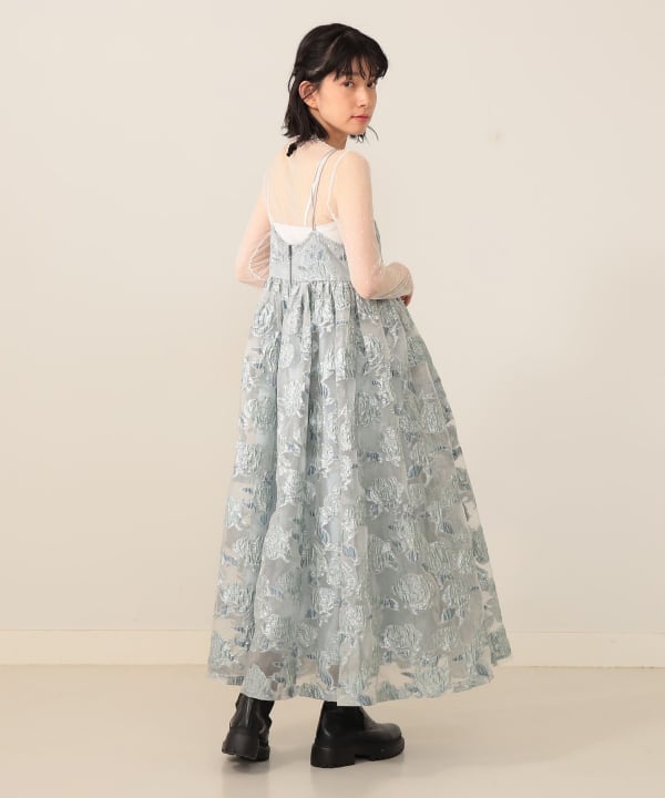 BEAMS カロリナグレイサー フラワージャガードワンピース パフスリーブ CAROLINA GLASER（カロリナ グレイサー）【COLLABORATION】Aya