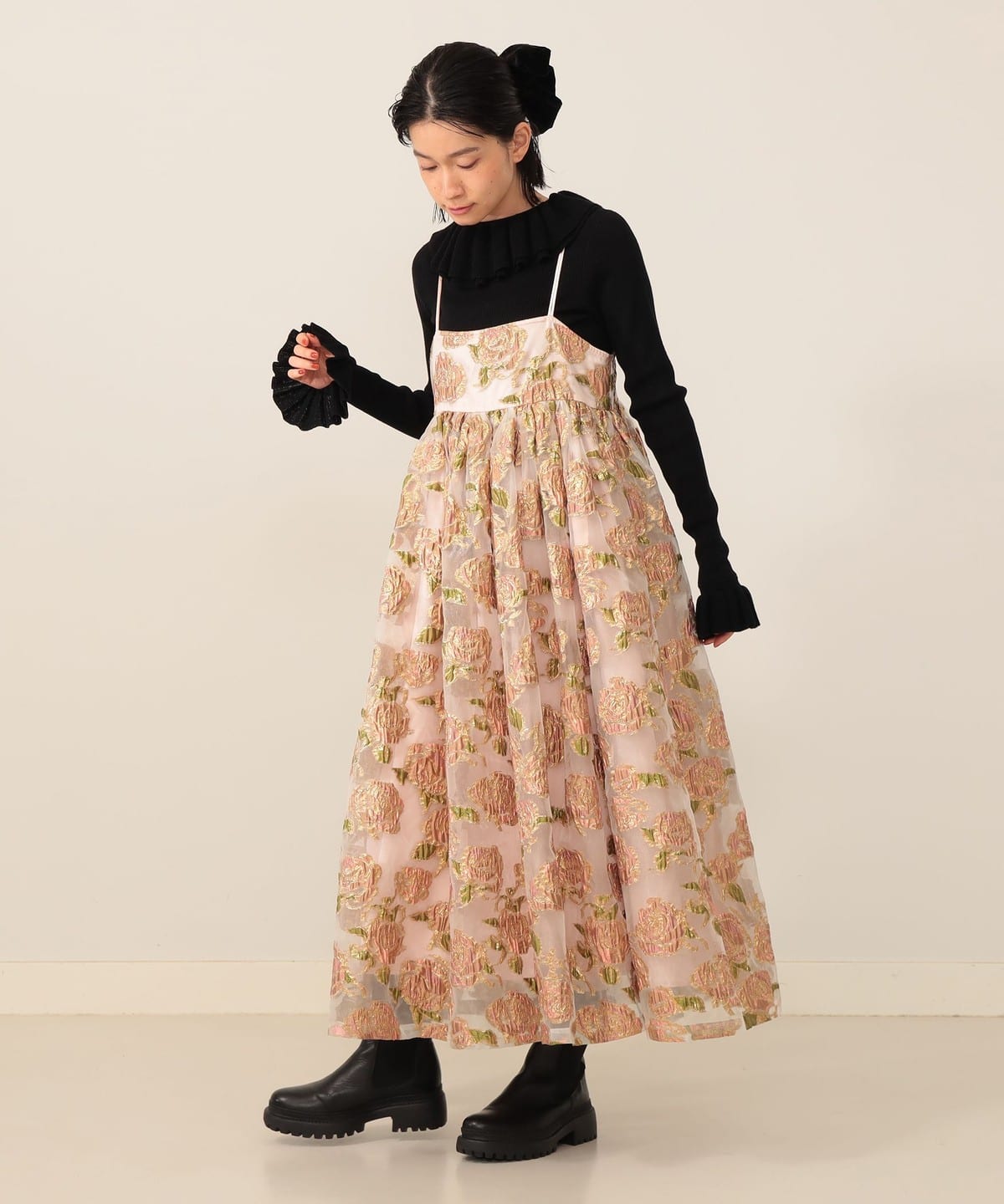 CAROLINA GLASER（カロリナ グレイサー）フラワージャカード ラメ