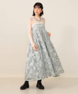 【+15%ポイントUP】フラワージャカード ラメ キャミワンピース