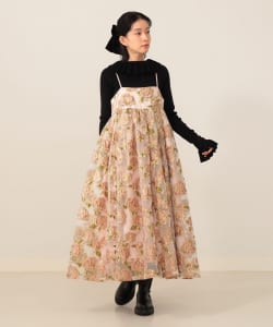 【+15%ポイントUP】フラワージャカード ラメ キャミワンピース