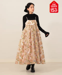 【+15%ポイントUP】フラワージャカード ラメ キャミワンピース