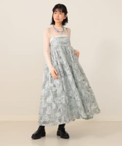 【+15%ポイントUP】フラワージャカード ラメ キャミワンピース
