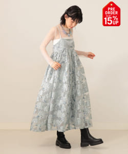 【+15%ポイントUP】フラワージャカード ラメ キャミワンピース