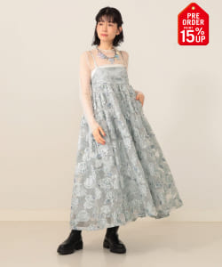 【+15%ポイントUP】フラワージャカード ラメ キャミワンピース