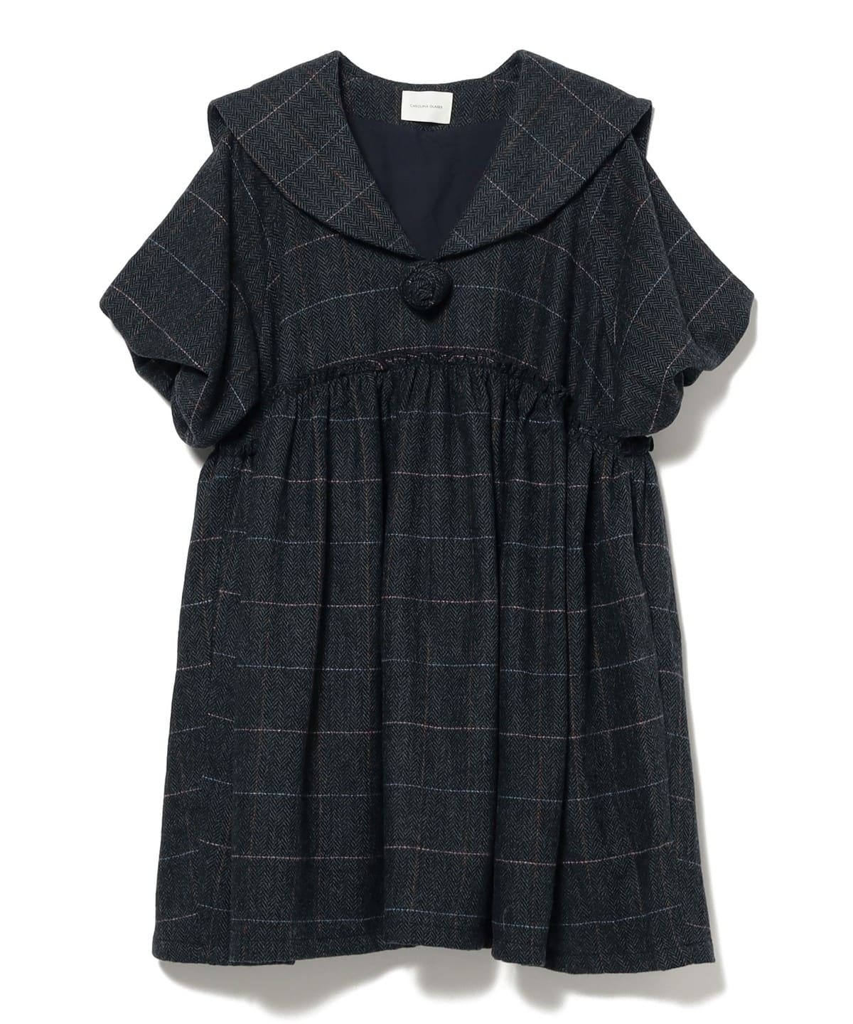 チェック ミニワンピース ワンピース WOMEN NAVY M