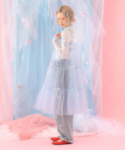 リボン チュール キャミソールワンピース