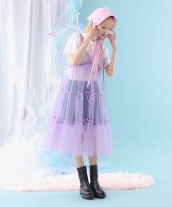 リボン チュール キャミソールワンピース