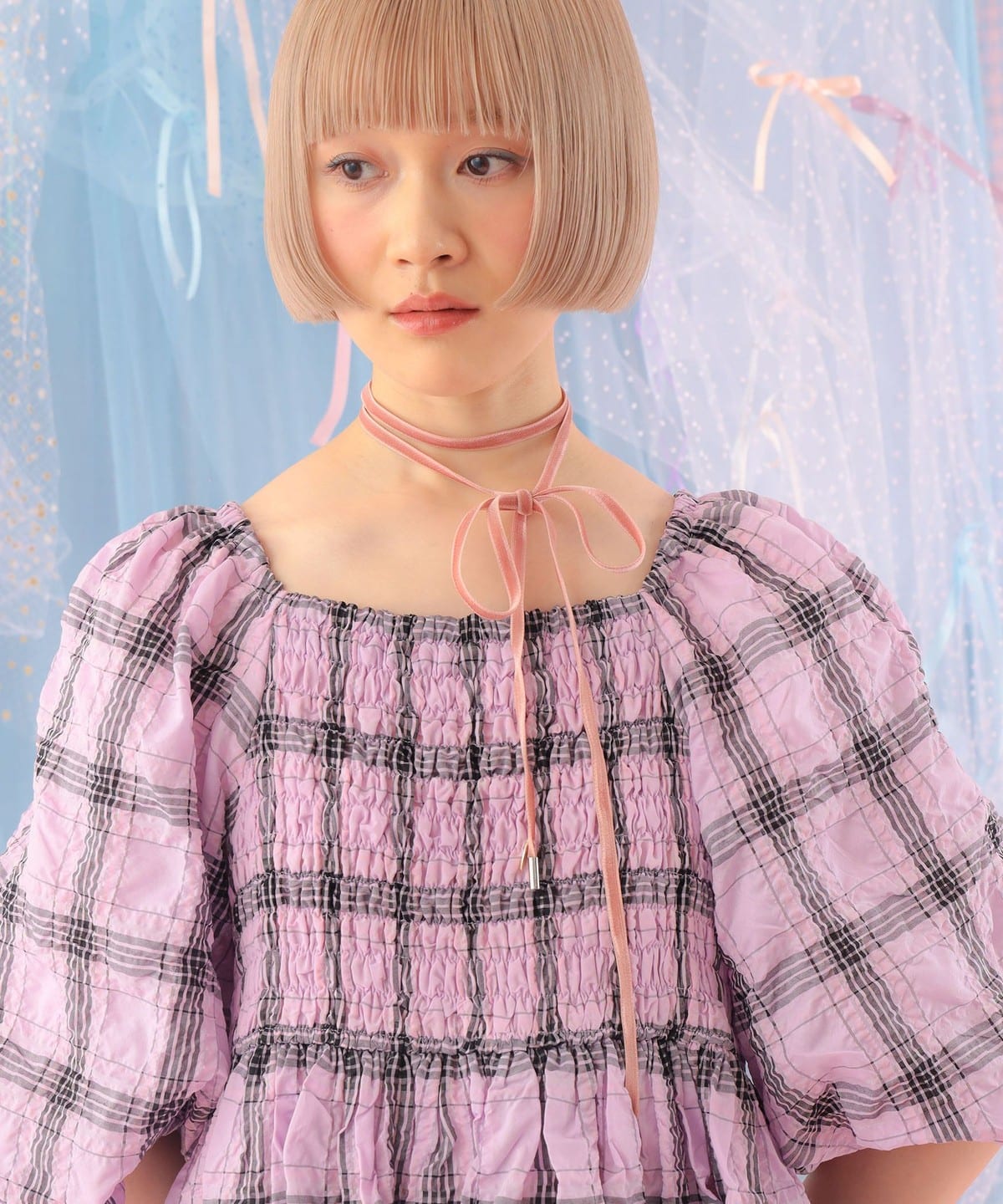 CAROLINA GLASER（カロリナ グレイサー）バルーン チェック ロング