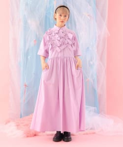 リボン いっぱい コットン シャツワンピース