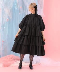 パフスリーブ ティアード シャツ ワンピース