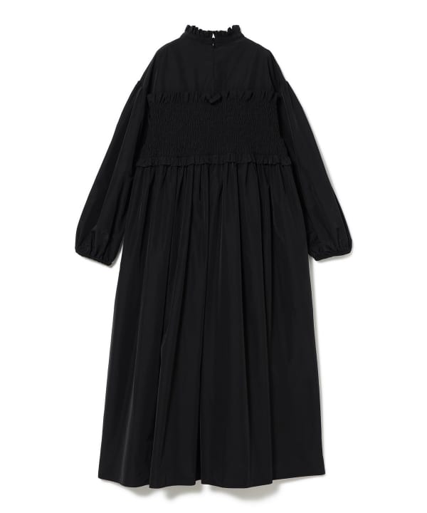【+10%ポイントUP】リップストップ シャーリング フリル ワンピース
