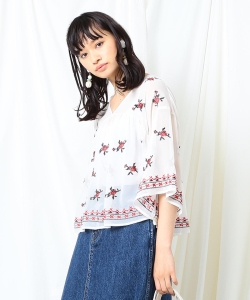 Ray BEAMS / シフォン フラワー 刺繍 ブラウス