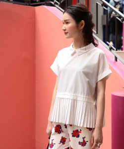 Ray BEAMS / プリーツ キリカエ プルオーバーシャツ