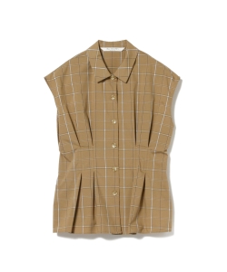 Ray BEAMS / チェック ウエスト タック ノースリーブ シャツ