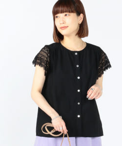 Ray BEAMS / レース スリーブ クルーネック シャツ