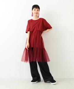 Ray BEAMS / チュール ティアード キリカエ Tシャツ