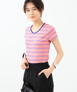 Ray BEAMS / マルチ ボーダー リブ Tシャツ