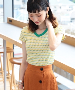 Ray BEAMS / フルーツ 柄 ジャカード 半袖 Tシャツ