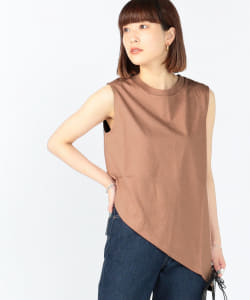 Ray BEAMS / アシンメトリー ヘム クルーネック ノースリーブ Tシャツ