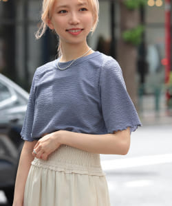 Ray BEAMS / シャーリング ジャカード ハーフスリーブ Tシャツ