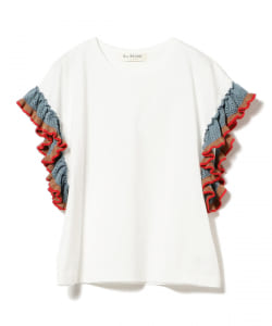 Ray BEAMS / ライン フリル スリーブ Tシャツ