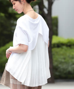 Ray BEAMS / バックプリーツ ハーフスリーブ Tシャツ