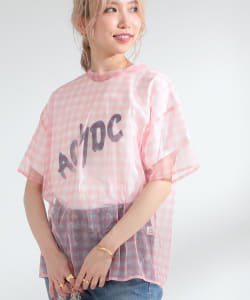 Ray BEAMS / チュール チェック Tシャツ