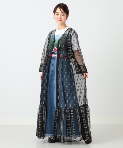 Ray BEAMS / チュール 刺繍 ロング ガウン