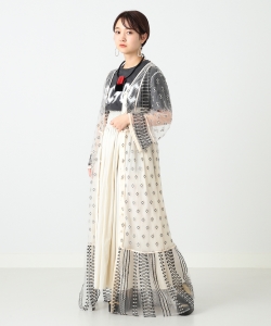 Ray BEAMS / チュール 刺繍 ロング ガウン