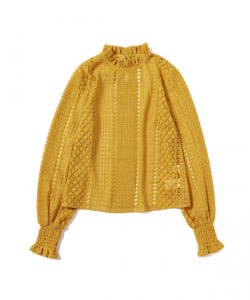 Ray BEAMS / レース パフスリーブ ハイネック