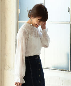 Ray BEAMS / シアーレース ハイネック ブラウス