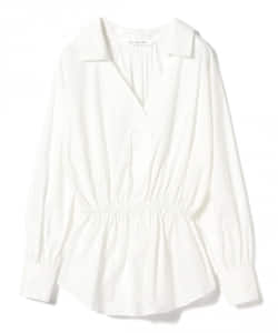 Ray BEAMS / ウエストギャザー スキッパー ブラウス