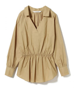 Ray BEAMS / ウエストギャザー スキッパー ブラウス