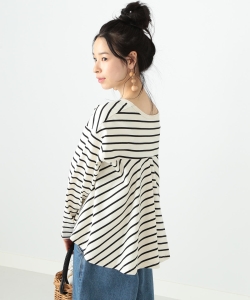 Ray BEAMS / ボーダーバック フレア Tシャツ