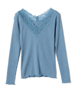 Ray BEAMS / テレコ レース Vネック Tシャツ