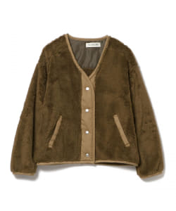 Ray BEAMS / ボア フリース Vネック カーディガン