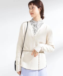 Ray BEAMS / ビッグ ワッフル Vヘンリーネック トップス