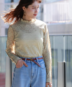 Ray BEAMS / レース 配色 メロー Tシャツ