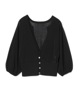 Ray BEAMS / バルーンスリーブ キーネック カーディガン