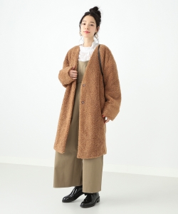 ◇Ray BEAMS / ボア Vネック ロングコート