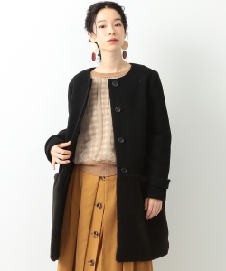 ◇Ray BEAMS / ボア 切替 ノーカラーコート