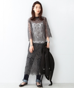 ￥◇Ray BEAMS / レース シアー スリット ワンピース