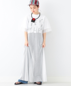 Ray BEAMS / メッシュ ロングT ワンピース