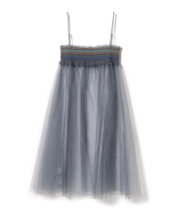 Ray BEAMS/色彩豐富的皺褶刺繡薄紗洋裝
